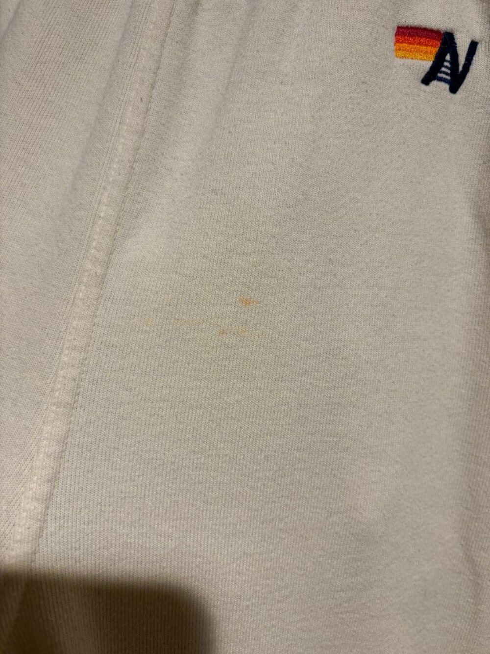 Aviator Nation Joggers Sweatpants Cream Rainbow Stripe Ribbed Trim - Picture 5 of 15